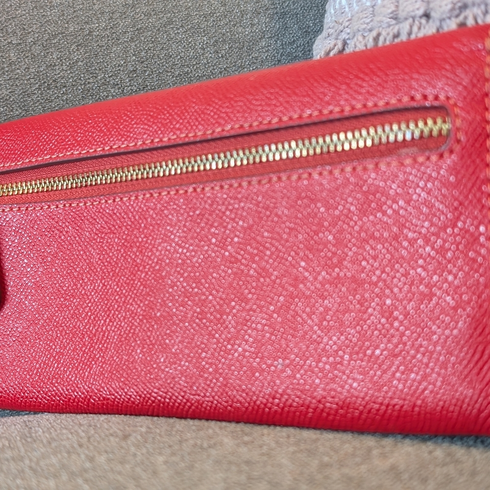 Coach Red Leather Wristlet with Gold Accent - Picture 4 of 9